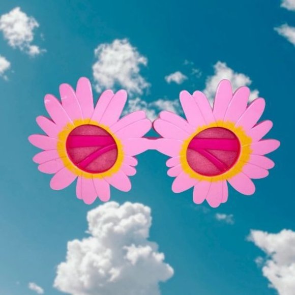 Pink Flower Power Selfie Festival Glasses - Picture 1 of 10